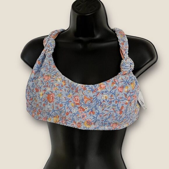 Blue floral Bikini Top size 3X NWT - Picture 1 of 6